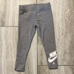 Nike Girls' Heather Gray Leggings with White Logo